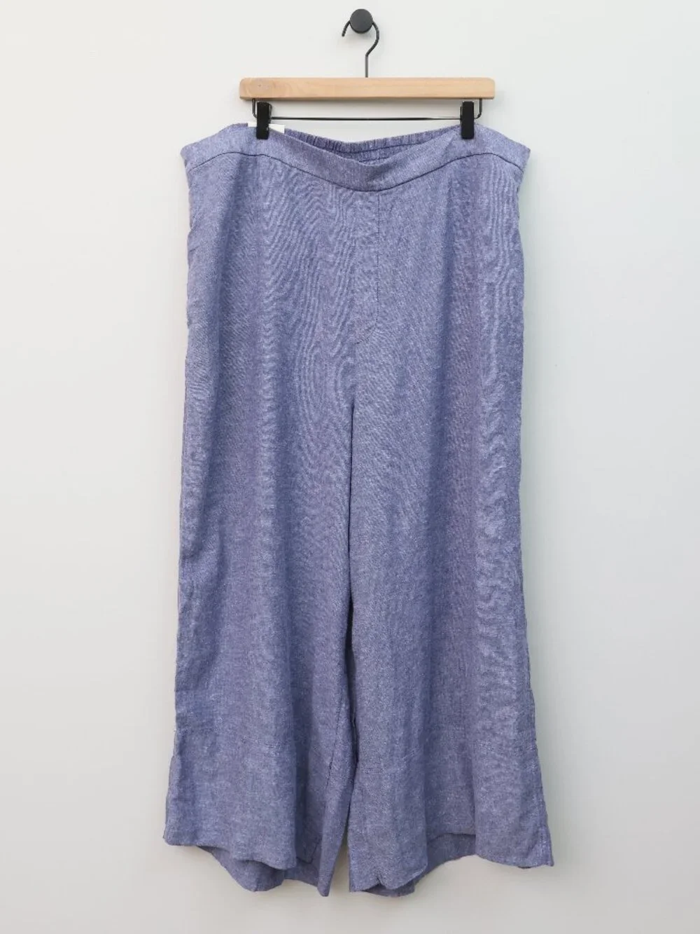NWT Banana Republic Anyday Wide-Leg High-Rise Linen-Blend Cropped Pant Blue XXL